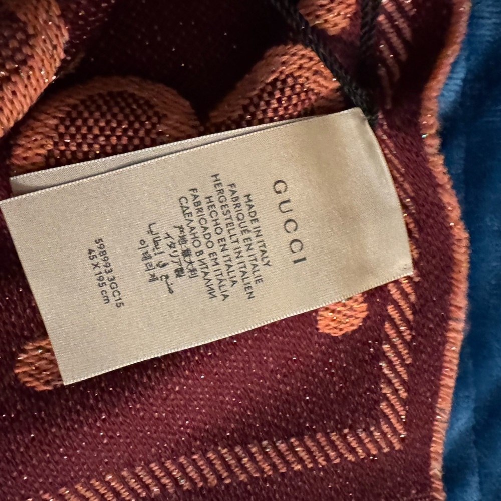 Gucci metallic pink and Burgundy Scarf - Picture 5 of 7